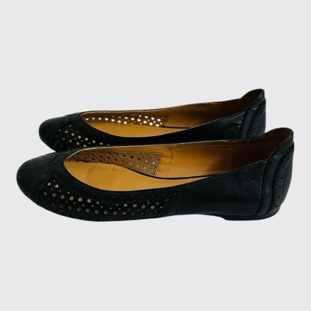 NINE WEST Black Leather Tansy Ballet Flats Women’s Slip-On Shoes Size 5.5